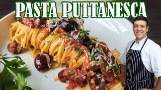 Pasta Puttanesca | Popular Italian Pasta Dish by Lounging with Lenny