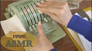 Retro Bank Teller ASMR  * Counting Cash * 1960s Office Equipment (Soft Spoken Customer Service)
