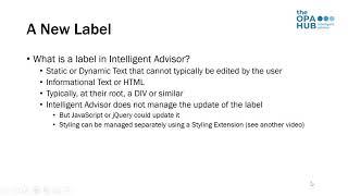 Intelligent Advisor - JavaScript Extensions Intro - Label Extensions