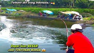 Heboh..!mancing ikan nila liar dapat besar jadi tontonan warga