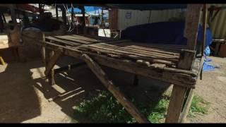 Establishing shot of farmer's market in Jamaica