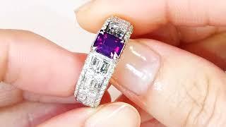 Unheated Vivid Purple Kashmir Sapphire Ring at  1.51 carat by Kat Florence KF08079