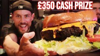 £35O CASH PRIZE TO EAT ONE OF BRITAIN'S LARGEST BURGER CHALLENGES @MANVSFOOD LONDON ENGLAND