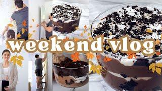 Weekend Vlog  Chocolate Trifle Recipe and Trying Peel and Stick Wallpaper