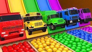 Learn Colors with PACMAN VS Street Vehicle Playground and Excavator Magic Slide Farm for Kids