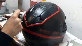 Black Wolf (inspired Witcher 3 Wild Hunt) design painted on motorcycle helmet - aerograf airbrush