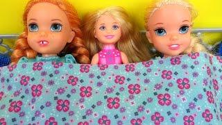 SLEEPOVER !  ELSA & ANNA toddlers - Chelsea Barbie