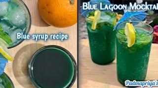 Blue Lagoon Mojito Mocktail Recipe - Homemade Blue Curacao Syrup - Easy summer cooler #mocktail