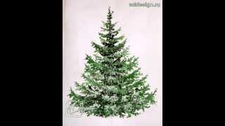 Как нарисовать елку красками.How to draw a tree paints