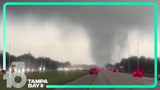 Tornado halts traffic near I-95 near Port St. Lucie, Florida