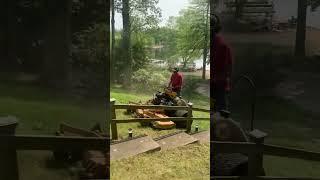 Climbing huge hill with a dual wheel 72 inch wright stander zk mower.