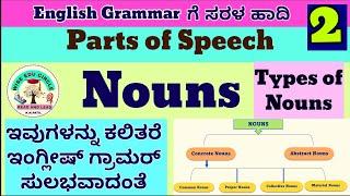 Nouns Parts of Speech / Types of Nouns in Kannada /Common / Proper / Countable/ Uncountable/