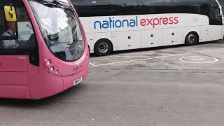 Pink streetlight 47554 coming out of the bus station heading to Radstock