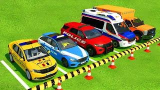 TRANSPORTING ALL POLICE CARS and AMBULANCE EMERGENCY VEHICLES WITH MAN TRUCKS | Farming Simulator 22