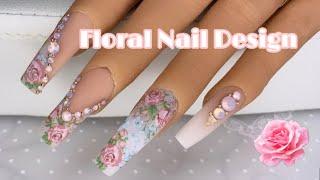 Floral Nail Design | Transfer Foil Nail Art | Easy Nail Art For Beginners