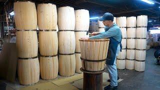 The process of making oak barrels. Japanese Great Barrel Craftsmen.