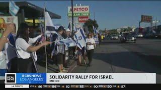 Emotional demonstrators voice support for Israel in Encino