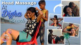 Head Massage ‍️ At DIGHA Beach By Small Boy  Miss Barber