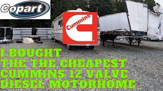 I bought the cheapest 5 9 Cummins diesel clean title RV at Copart.  Plus donated car walk around!