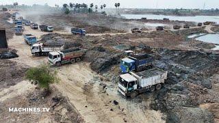 WTF!! 200 Trucks Moving Dirt I Never Seen Great Construction Like This Huge Land Filling Up