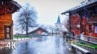 Switzerland 4K  Laysin, walking in the rain, the 'oxygen of the Alps'