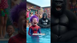 He wanna Swim With Kids#spiderman #evolution #marvel #avengers #gorilla #shorts  #superhero