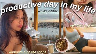 WINTER PRODUCTIVE DAY IN MY LIFE (when it gets dark at 4pm...) | romanticizing cozy dark days