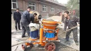 Wet mix shotcrete machine working site