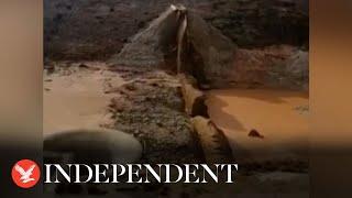 Eyewitness footage shows burst dam as deadly floods devastate Libyan city