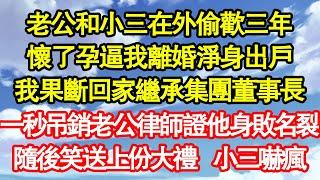 老公和小三在外偷歡三年，懷了孕逼我離婚淨身出戶，我果斷回家繼承集團董事長，一秒吊銷老公律師證他身敗名裂，隨後笑送上份大禮 小三瘋了 真情故事會||老年故事||情感需求||愛情||家庭