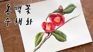 Eng)동백꽃 그리는 방법-완성까지 자세한 설명| How to paint watercolor Camellia