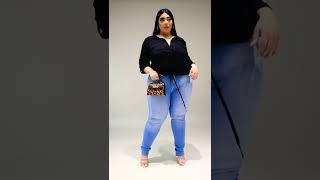 plus size beauty woman   in better basic top and Denim jeans looking gorgeous #shorts