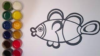 How to draw a picture of a fish/Как нарисовать рыбку/Baliq rasmi qanday chiziladi