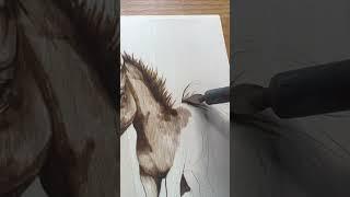 Wood Burning the CUTEST horse!! #pyrography #woodburning #horse