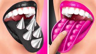 PINK VS BLACK CHALLENGE || One Colored Makeover Ideas by 123 GO! Galaxy