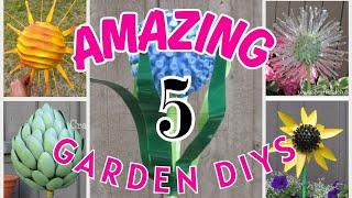 5 AMAZING DIYS FOR YOUR GARDEN || garden decor from recycled materials