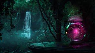 Fae Forest Sanctuary | No Midroll Ads | Meditative Waterfall Nature ASMR Tones | Relaxing | 6 Hrs