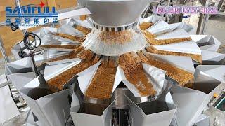 Multi head weigher cookie crumbs vertical filling machine,mirror teflon scale VFFS sealing device