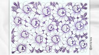 Draw With Me  Easy floral pattern _Step by step  Floral zentangle pattern