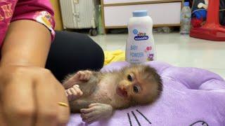 Drying baby Kasky after bath