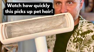 Best tool to pickup pet hair!  No adhesives, sticky tape, or refills!