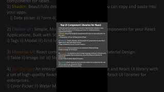 Top UI Component Libraries for React. #react, #javascript, #typescript