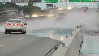 VIDEO: Car hydroplanes on freeway