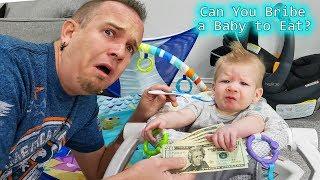 Baby's First Time Trying Food! Can You Bribe a Baby?