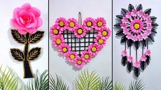 3 Best paper craft for home decoration | Paper flowers wall decoration | Paper flower wall hanging