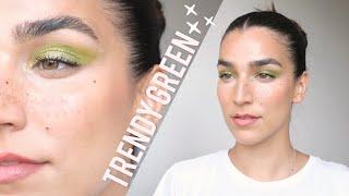 Lime GREEN GLITTER eyeshadow tutorial - TRENDY! #coolgirlmakeupseries