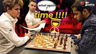 Magnus Carlsen thinks for 64 seconds in a 3-minute blitz game | Magnus vs Arjun | World Blitz Team