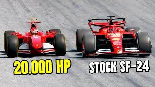 20000 HP Ferrari F1 2004 Drag Edition vs Ferrari F1 2024 - Imola GP