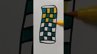 Satisfying coloring #green #yellow #cubes #cylinder #artandcraft #satisfyingvideo