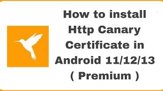 How To Install Http Canary Certificate On Android 11/12/13